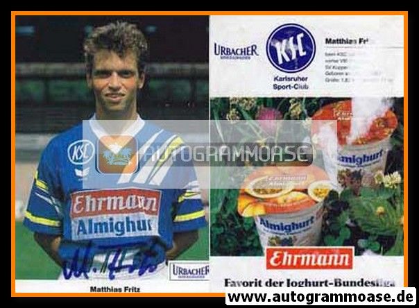 Autogramm Fussball | Karlsruher SC | 1991 | Matthias FRITZ
