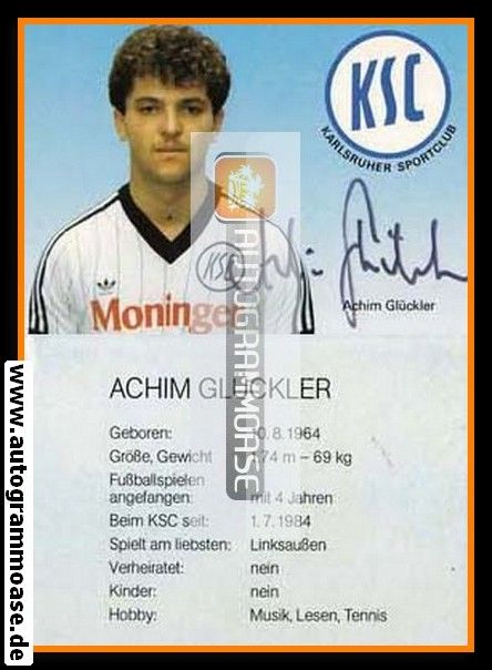 Autogramm Fussball | Karlsruher SC | 1984 | Achim GLÜCKLER