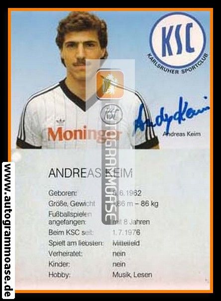 Autogramm Fussball | Karlsruher SC | 1984 | Andreas KEIM