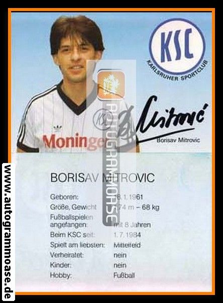 Autogramm Fussball | Karlsruher SC | 1984 | Borisav MITROVIC