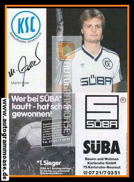 Autogramm Fussball | Karlsruher SC | 1986 | Martin BEER