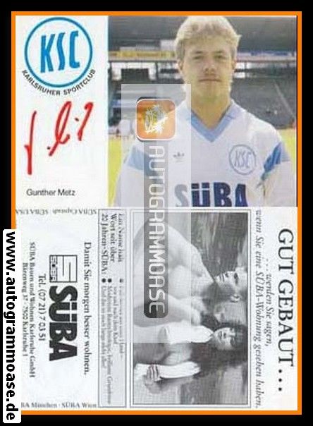 Autogramm Fussball | Karlsruher SC | 1987 | Gunther METZ
