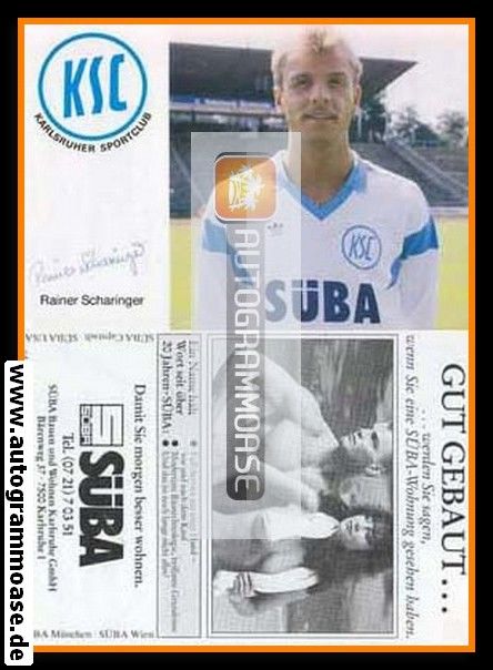 Autogramm Fussball | Karlsruher SC | 1987 | Rainer SCHARINGER
