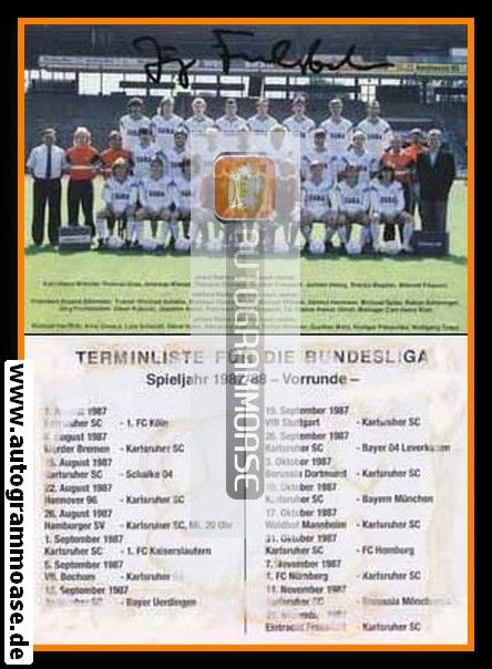 Mannschaftskarte Fussball | Karlsruher SC | 1987