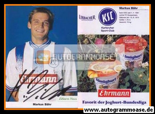 Autogramm Fussball | Karlsruher SC | 1996 | Markus BÄHR