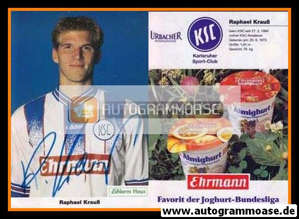 Autogramm Fussball | Karlsruher SC | 1996 | Raphael KRAUSS
