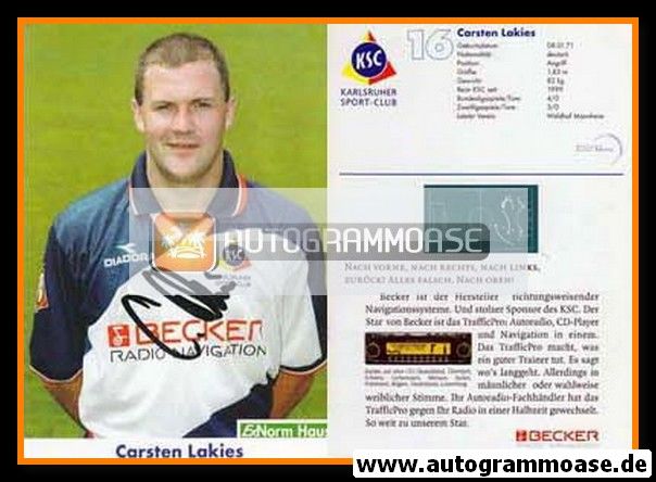 Autogramm Fussball | Karlsruher SC | 1999 | Carsten LAKIES
