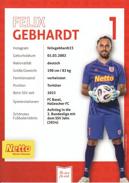 Autogramm Fussball | SSV Jahn Regensburg | 2025 | Felix GEBHARDT