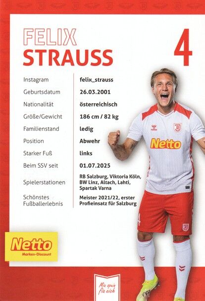 Autogramm Fussball | SSV Jahn Regensburg | 2025 | Felix STRAUSS