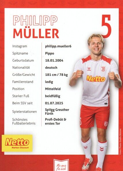 Autogramm Fussball | SSV Jahn Regensburg | 2025 | Philipp MÜLLER
