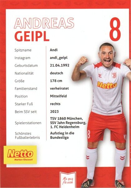 Autogramm Fussball | SSV Jahn Regensburg | 2025 | Andreas GEIPL