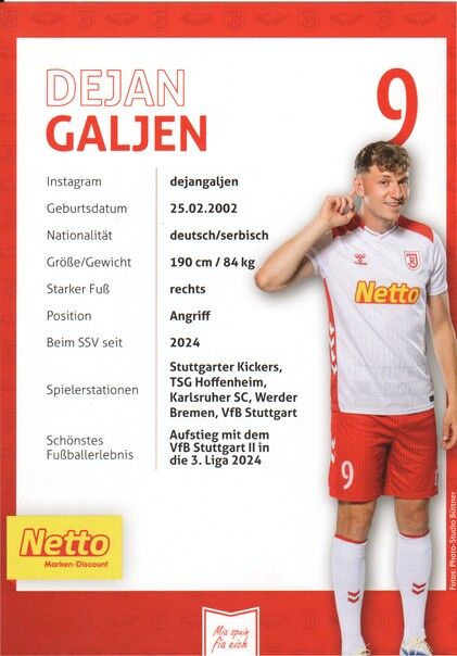 Autogramm Fussball | SSV Jahn Regensburg | 2025 | Dejan GALJEN
