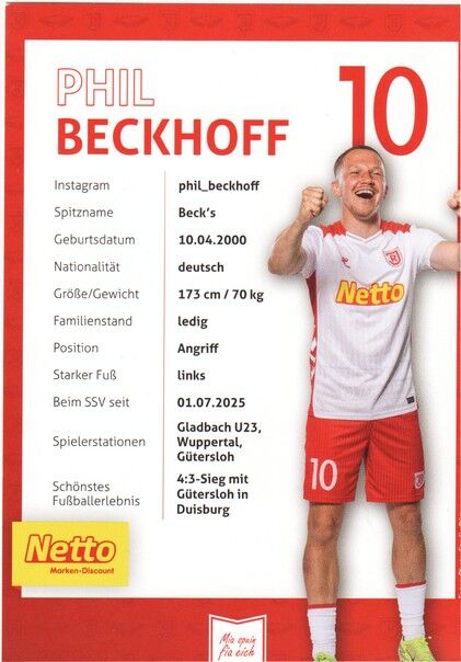 Autogramm Fussball | SSV Jahn Regensburg | 2025 | Phil BECKHOFF