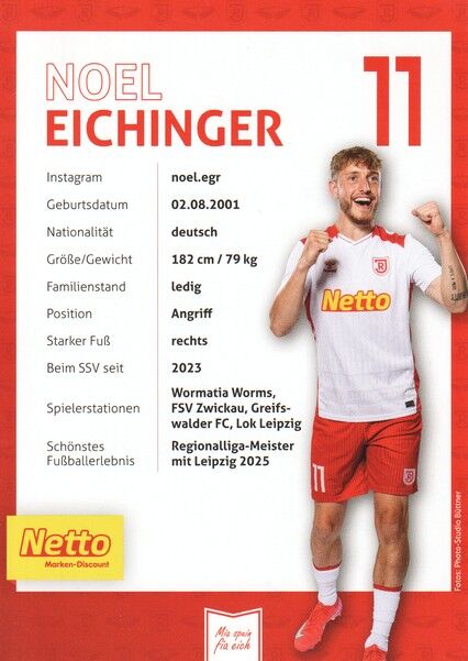 Autogramm Fussball | SSV Jahn Regensburg | 2025 | Noel EICHINGER