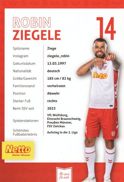 Autogramm Fussball | SSV Jahn Regensburg | 2025 | Robin ZIEGELE