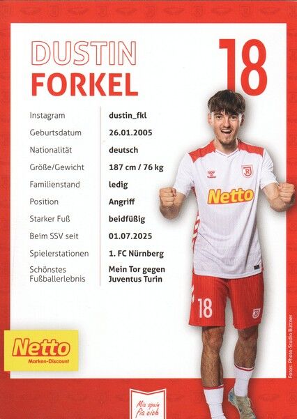 Autogramm Fussball | SSV Jahn Regensburg | 2025 | Dustin FORKEL