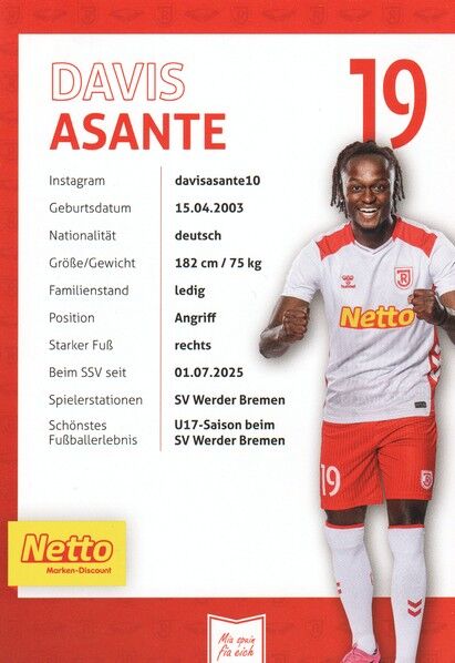 Autogramm Fussball | SSV Jahn Regensburg | 2025 | Davis ASANTE