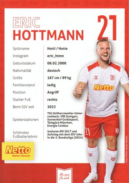 Autogramm Fussball | SSV Jahn Regensburg | 2025 | Eric HOTTMANN