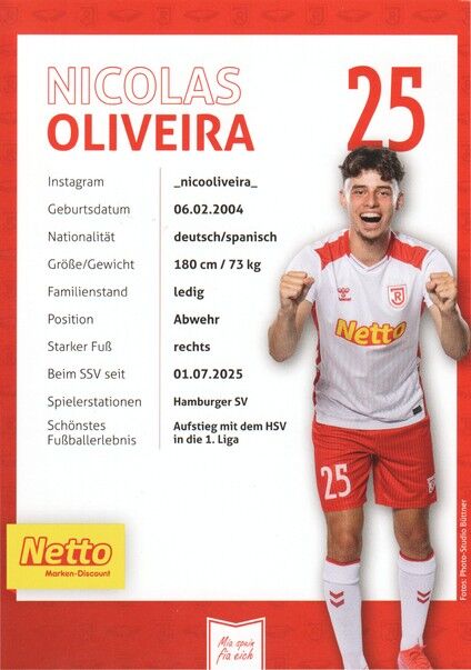 Autogramm Fussball | SSV Jahn Regensburg | 2025 | Nicolas OLIVEIRA