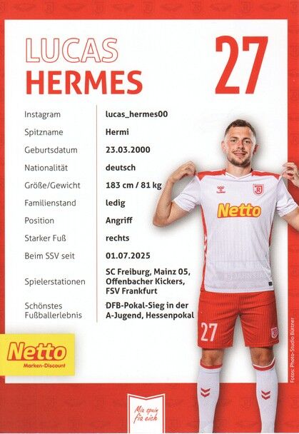 Autogramm Fussball | SSV Jahn Regensburg | 2025 | Lucas HERMES