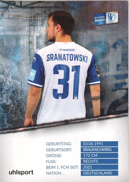 Autogramm Fussball | 1. FC Magdeburg | 2021 | Nico GRANATOWSKI