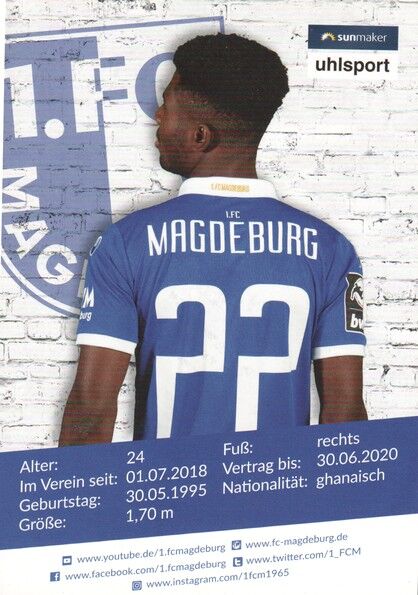 Autogramm Fussball | 1. FC Magdeburg | 2019 | Manfred OSEI KWADWO