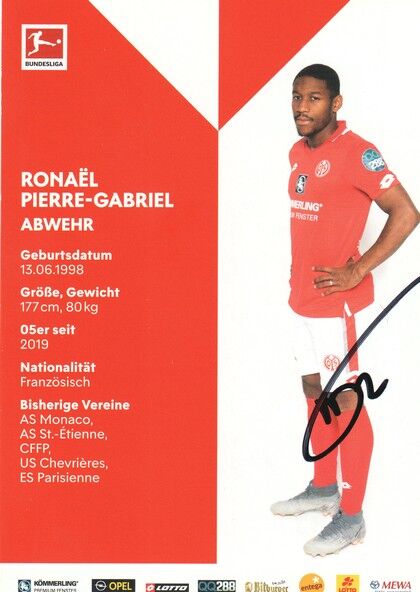 Autogramm Fussball | FSV Mainz 05 | 2019 | Ronael PIERRE-GABRIEL