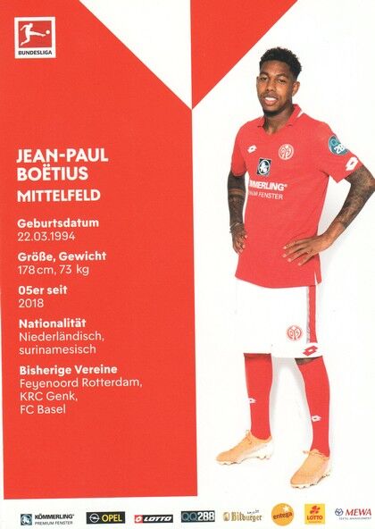Autogramm Fussball | FSV Mainz 05 | 2019 | Jean-Paul BOETIUS