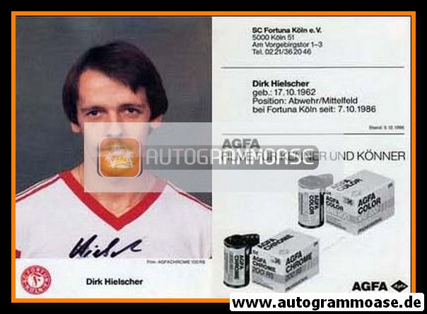 Autogramm Fussball | Fortuna Köln | 1986 | Dirk HIELSCHER