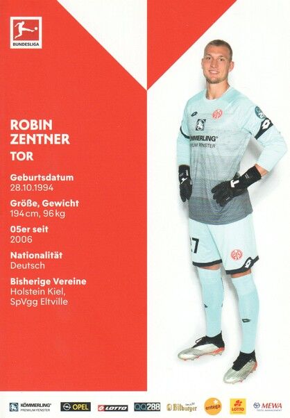 Autogramm Fussball | FSV Mainz 05 | 2019 | Robin ZENTNER