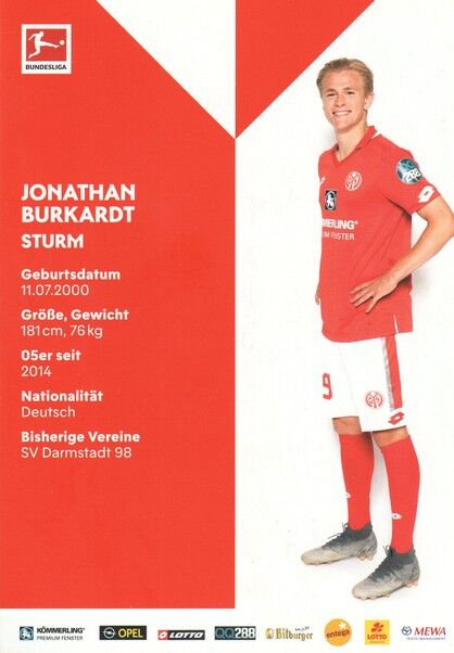 Autogramm Fussball | FSV Mainz 05 | 2019 | Jonathan BURKARDT