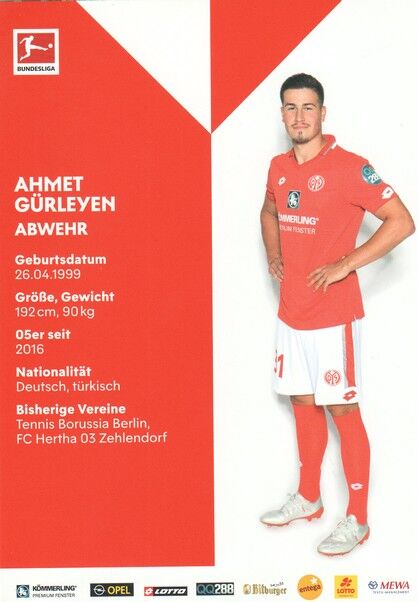 Autogramm Fussball | FSV Mainz 05 | 2019 | Ahmet GÜRLEYEN