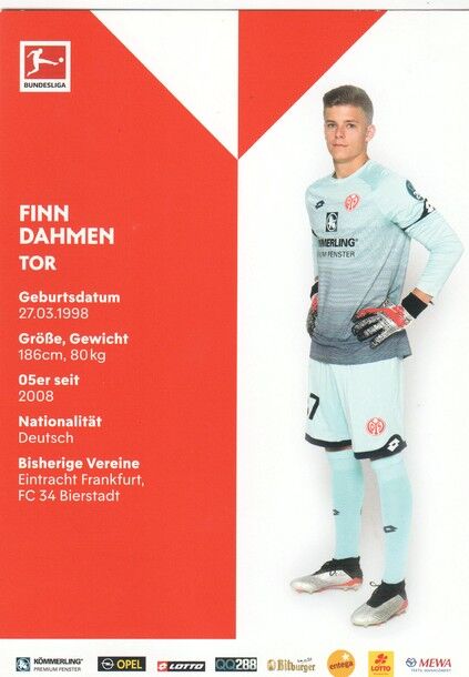 Autogramm Fussball | FSV Mainz 05 | 2019 | Finn DAHMEN