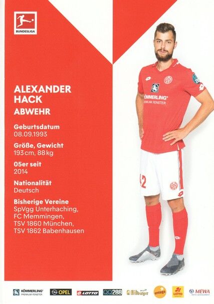 Autogramm Fussball | FSV Mainz 05 | 2019 | Alexander HACK