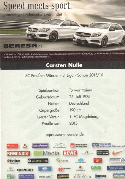 Autogramm Fussball | Preussen Münster | 2015 | Carsten NULLE