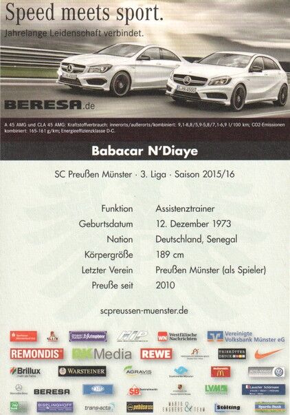 Autogramm Fussball | Preussen Münster | 2015 | Babacar N´DIAYE