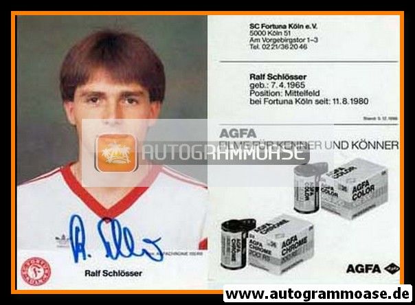 Autogramm Fussball | Fortuna Köln | 1986 | Ralf SCHLÖSSER