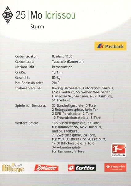 Autogramm Fussball | Borussia Mönchengladbach | 2011 | Mo IDRISSOU