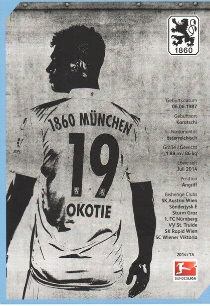 Autogramm Fussball | TSV 1860 München | 2014 | Rubin OKOTIE
