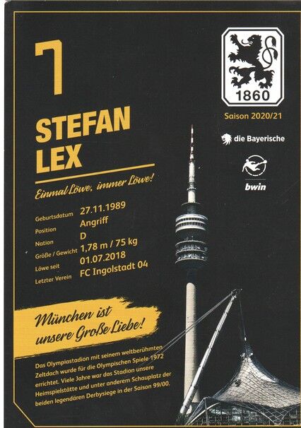 Autogramm Fussball | TSV 1860 München | 2020 | Stefan LEX