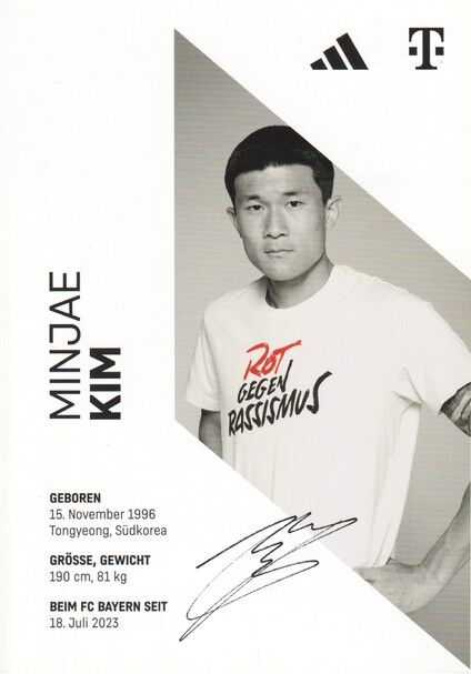 Autogramm Fussball | FC Bayern München | 2023 Druck | Minjae KIM