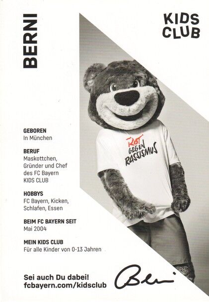 Autogramm Fussball | FC Bayern München | 2023 Druck | BERNI (Maskottchen)
