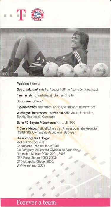 Autogramm Fussball | FC Bayern München | 2003 | Roque SANTA CRUZ