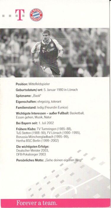 Autogramm Fussball | FC Bayern München | 2003 Druck | Sebastian DEISLER