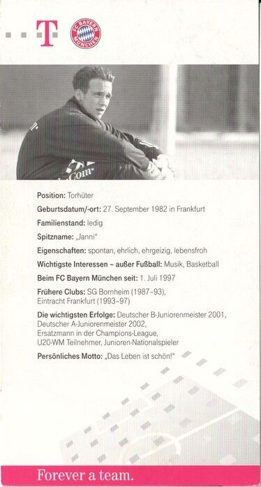 Autogramm Fussball | FC Bayern München | 2003 | Jan SCHLÖSSER
