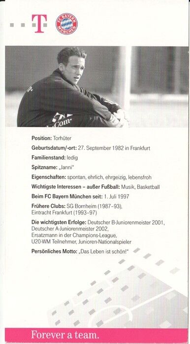 Autogramm Fussball | FC Bayern München | 2003 Druck | Jan SCHLÖSSER
