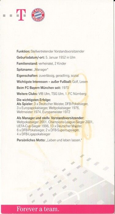 Autogramm Fussball | FC Bayern München | 2003 | Uli HOENESS
