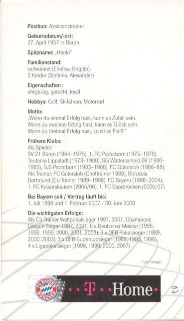 Autogramm Fussball | FC Bayern München | 2007 Druck | Michael HENKE