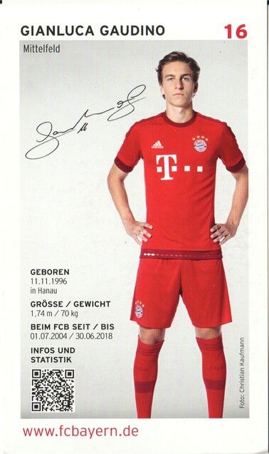 Autogramm Fussball | FC Bayern München | 2015 Druck | Gianluca GAUDINO