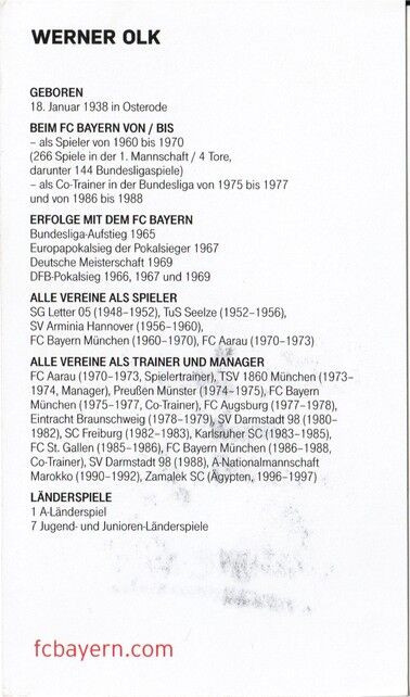 Autogramm Fussball | FC Bayern München | 2020er Legends | Werner OLK